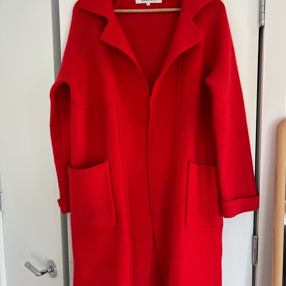 Elliatt Vibrant Red Long Knit Coat